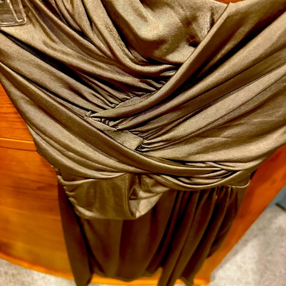 EXPRESS women’s XS cocktail dress worn 1x, platinum/dark champagne, strapless - Picture 4 of 5